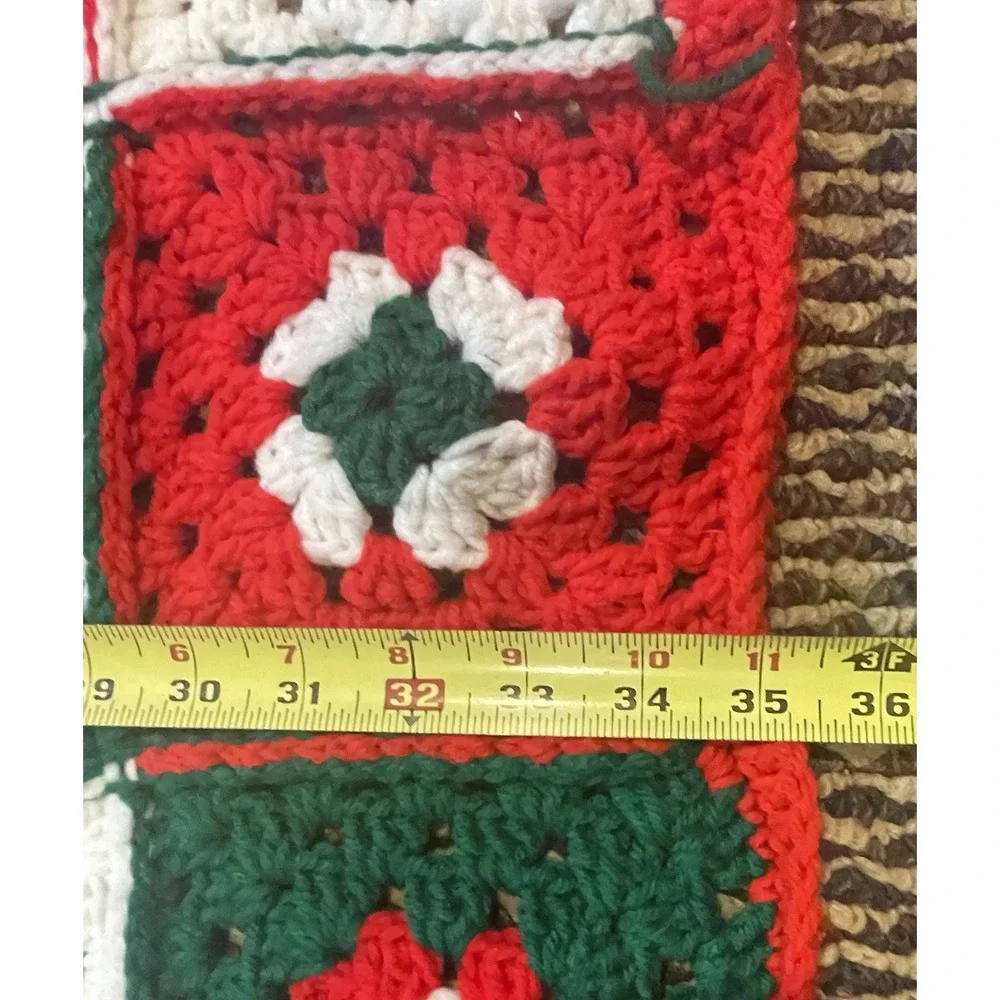Handmade Crochet Christmas Afghan Throw Granny Square Blanket 35
